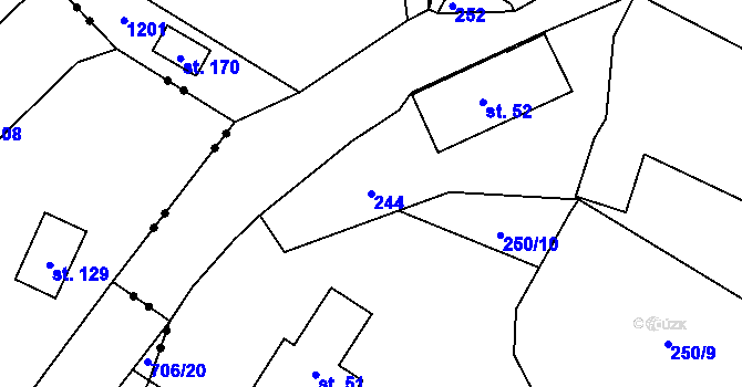 Parcela st. 244 v KÚ Proseč pod Ještědem, Katastrální mapa