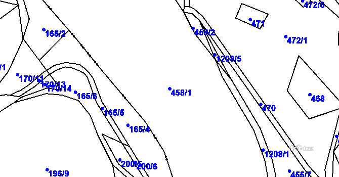 Parcela st. 458/1 v KÚ Proseč pod Ještědem, Katastrální mapa
