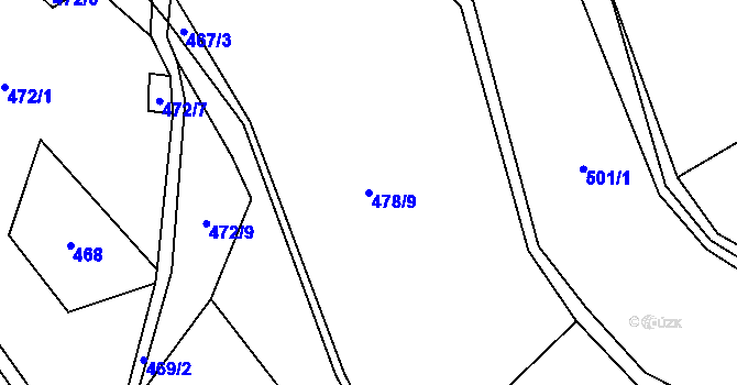 Parcela st. 478/9 v KÚ Proseč pod Ještědem, Katastrální mapa