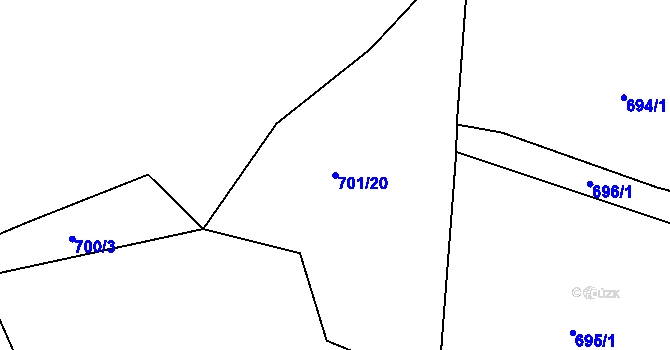 Parcela st. 701/20 v KÚ Proseč pod Ještědem, Katastrální mapa