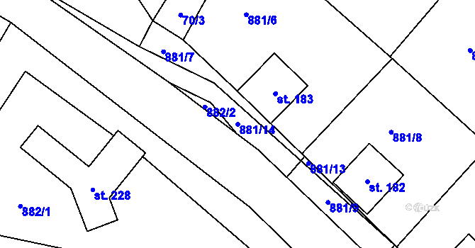 Parcela st. 881/14 v KÚ Proseč pod Ještědem, Katastrální mapa