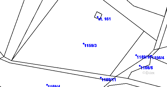 Parcela st. 1159/3 v KÚ Proseč pod Ještědem, Katastrální mapa