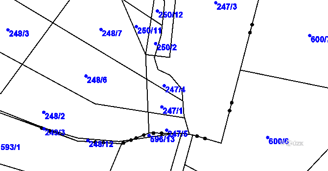 Parcela st. 247/4 v KÚ Proseč pod Ještědem, Katastrální mapa