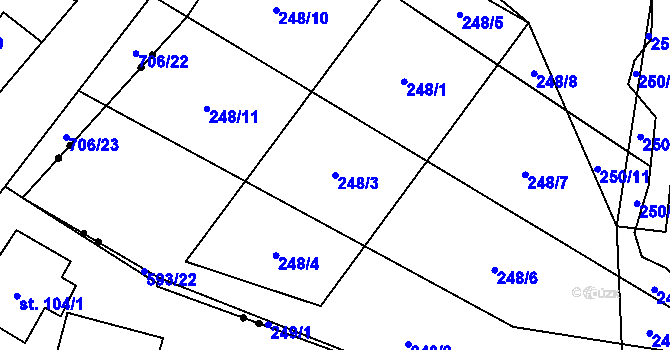 Parcela st. 248/3 v KÚ Proseč pod Ještědem, Katastrální mapa