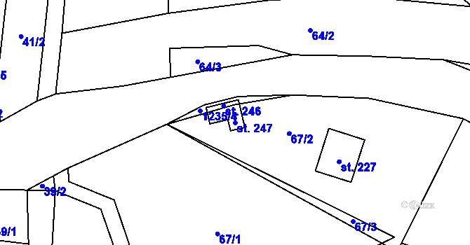 Parcela st. 247 v KÚ Proseč pod Ještědem, Katastrální mapa