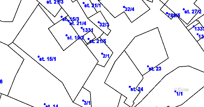Parcela st. 2/1 v KÚ Proseč pod Křemešníkem, Katastrální mapa