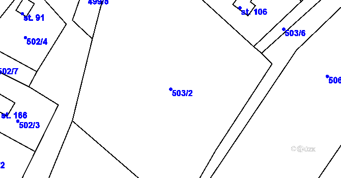 Parcela st. 503/2 v KÚ Proseč pod Křemešníkem, Katastrální mapa