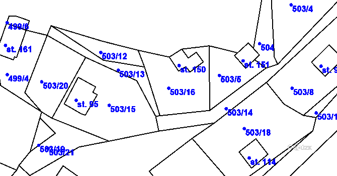 Parcela st. 503/16 v KÚ Proseč pod Křemešníkem, Katastrální mapa
