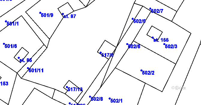 Parcela st. 517/6 v KÚ Proseč pod Křemešníkem, Katastrální mapa