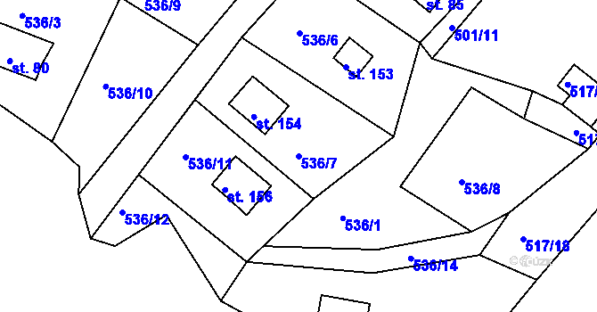 Parcela st. 536/7 v KÚ Proseč pod Křemešníkem, Katastrální mapa