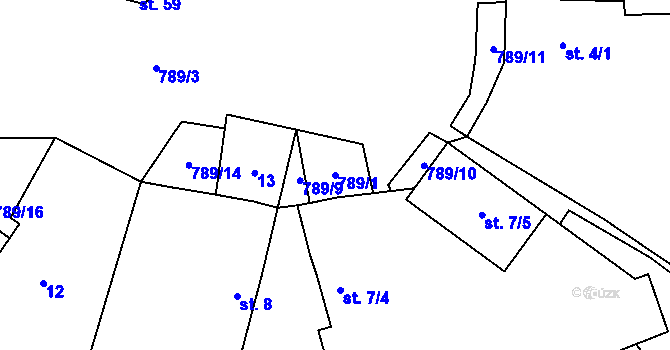 Parcela st. 789/1 v KÚ Proseč pod Křemešníkem, Katastrální mapa