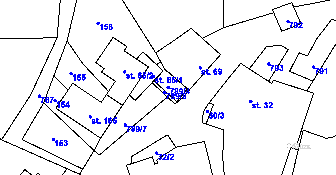 Parcela st. 789/4 v KÚ Proseč pod Křemešníkem, Katastrální mapa