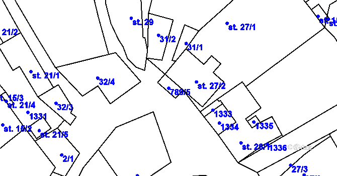 Parcela st. 789/5 v KÚ Proseč pod Křemešníkem, Katastrální mapa