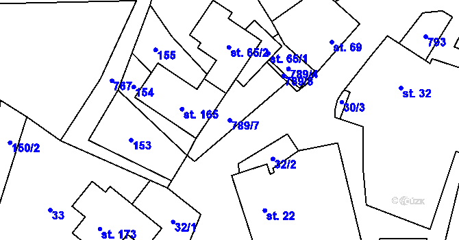 Parcela st. 789/7 v KÚ Proseč pod Křemešníkem, Katastrální mapa