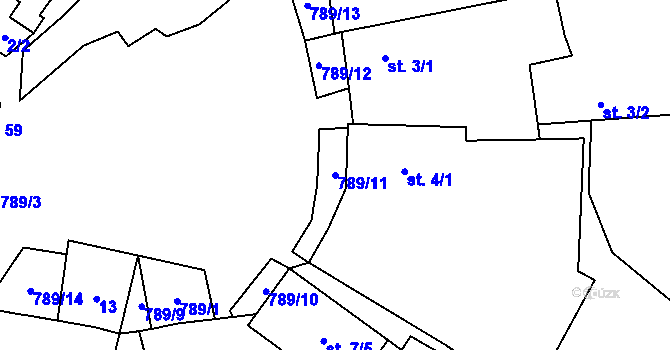 Parcela st. 789/11 v KÚ Proseč pod Křemešníkem, Katastrální mapa
