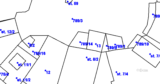 Parcela st. 789/14 v KÚ Proseč pod Křemešníkem, Katastrální mapa