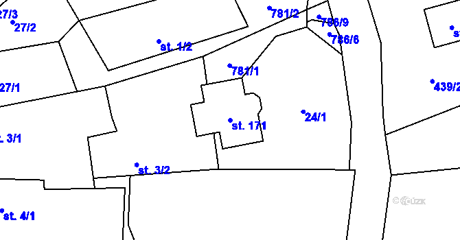 Parcela st. 171 v KÚ Proseč pod Křemešníkem, Katastrální mapa