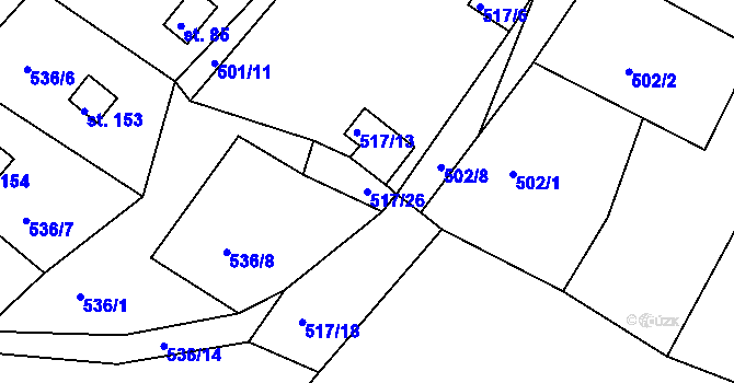 Parcela st. 517/26 v KÚ Proseč pod Křemešníkem, Katastrální mapa
