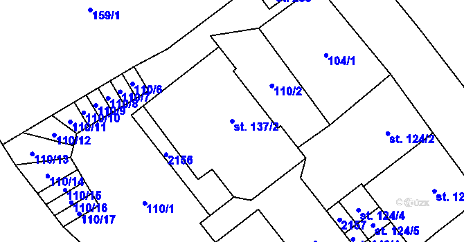 Parcela st. 137/2 v KÚ Prosečné, Katastrální mapa