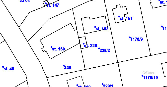 Parcela st. 236 v KÚ Prosečné, Katastrální mapa