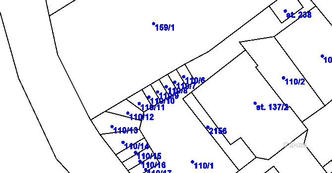 Parcela st. 110/8 v KÚ Prosečné, Katastrální mapa