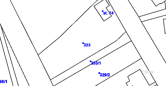 Parcela st. 323 v KÚ Prosečné, Katastrální mapa