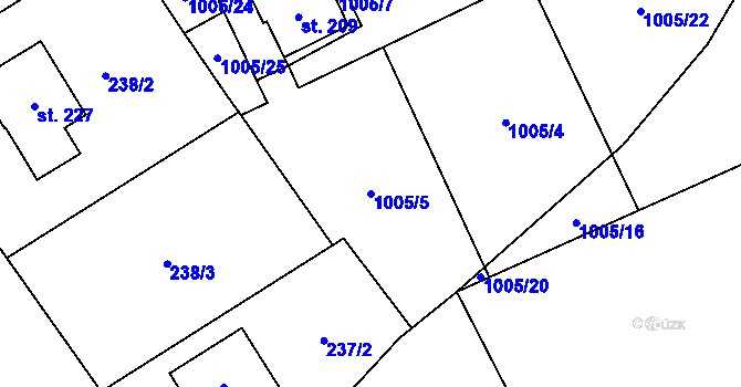 Parcela st. 1005/5 v KÚ Prosečné, Katastrální mapa