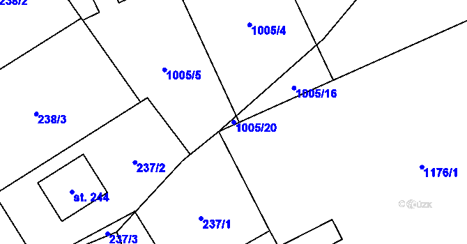 Parcela st. 1005/20 v KÚ Prosečné, Katastrální mapa