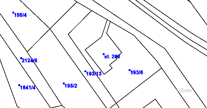 Parcela st. 288 v KÚ Prosečné, Katastrální mapa