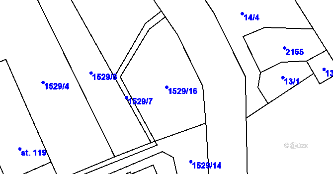 Parcela st. 1529/16 v KÚ Prosečné, Katastrální mapa