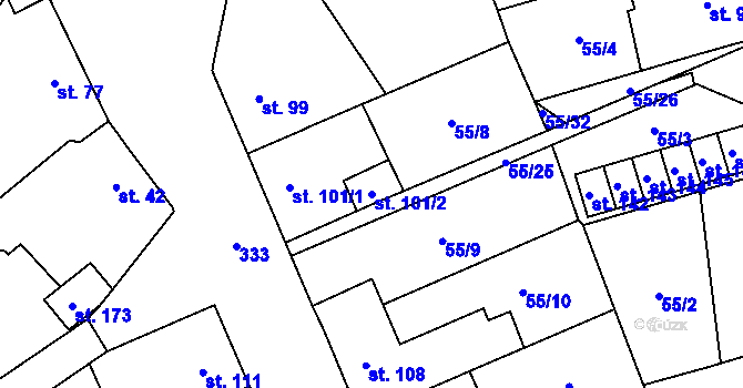 Parcela st. 101/2 v KÚ Prosenice, Katastrální mapa