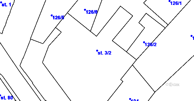 Parcela st. 3/2 v KÚ Prosenice, Katastrální mapa