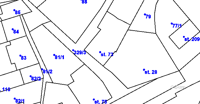 Parcela st. 73 v KÚ Prosenice, Katastrální mapa