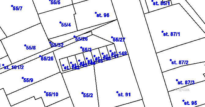 Parcela st. 147 v KÚ Prosenice, Katastrální mapa