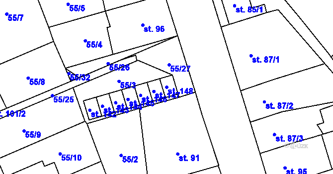 Parcela st. 148 v KÚ Prosenice, Katastrální mapa