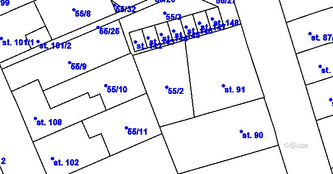 Parcela st. 55/2 v KÚ Prosenice, Katastrální mapa