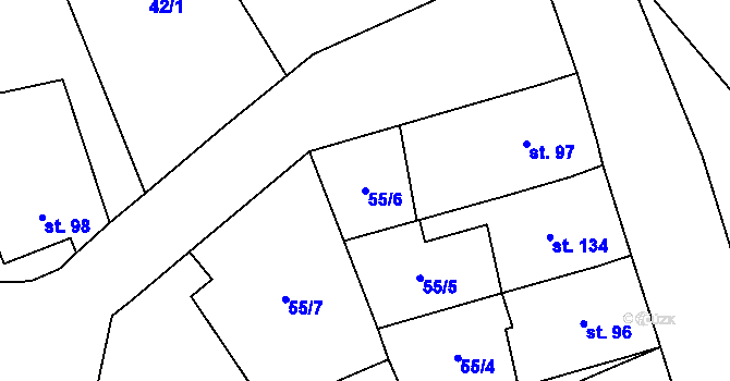 Parcela st. 55/6 v KÚ Prosenice, Katastrální mapa