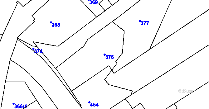 Parcela st. 376 v KÚ Proseničky, Katastrální mapa