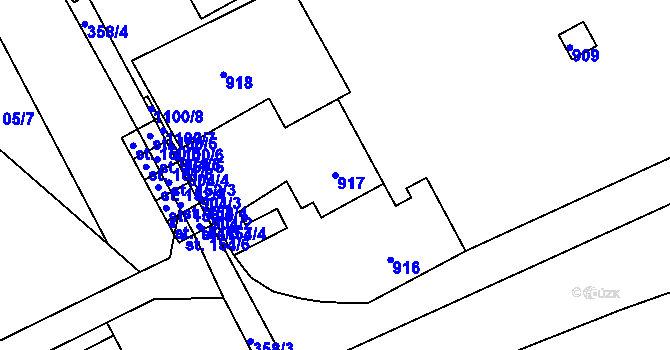 Parcela st. 917 v KÚ Proseničky, Katastrální mapa