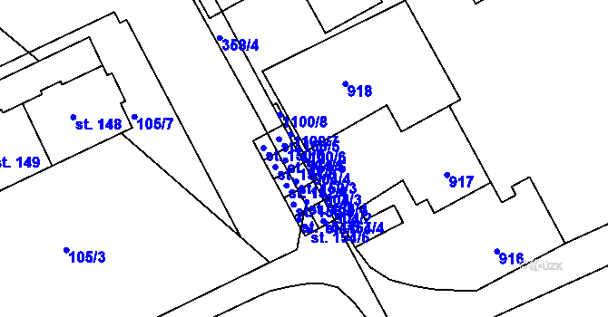 Parcela st. 904/5 v KÚ Proseničky, Katastrální mapa
