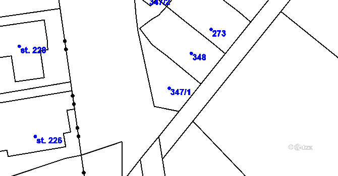 Parcela st. 347/1 v KÚ Proseničky, Katastrální mapa