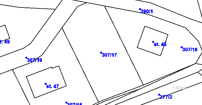 Parcela st. 307/17 v KÚ Luhy u Prosenické Lhoty, Katastrální mapa