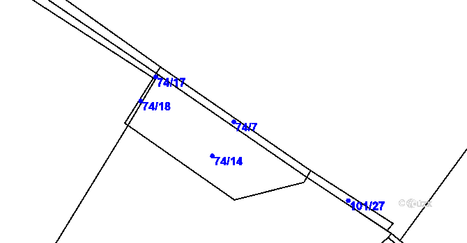 Parcela st. 74/7 v KÚ Luhy u Prosenické Lhoty, Katastrální mapa