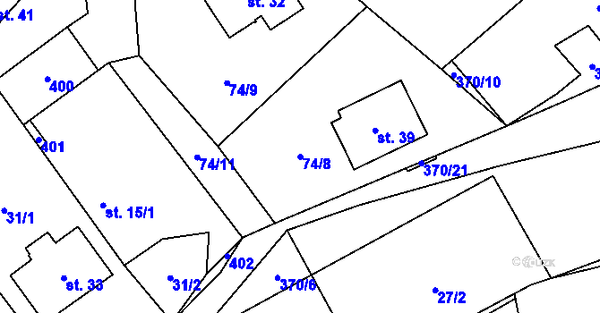 Parcela st. 74/8 v KÚ Luhy u Prosenické Lhoty, Katastrální mapa