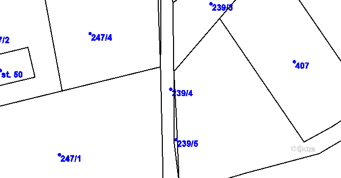 Parcela st. 239/4 v KÚ Luhy u Prosenické Lhoty, Katastrální mapa