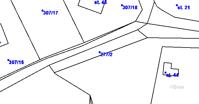 Parcela st. 277/2 v KÚ Luhy u Prosenické Lhoty, Katastrální mapa