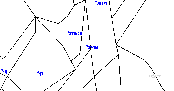 Parcela st. 370/4 v KÚ Luhy u Prosenické Lhoty, Katastrální mapa