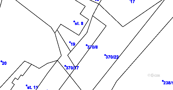 Parcela st. 370/8 v KÚ Luhy u Prosenické Lhoty, Katastrální mapa