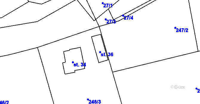 Parcela st. 36 v KÚ Luhy u Prosenické Lhoty, Katastrální mapa