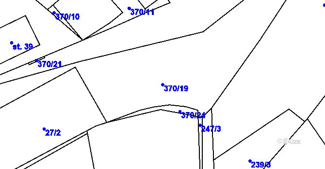 Parcela st. 370/19 v KÚ Luhy u Prosenické Lhoty, Katastrální mapa